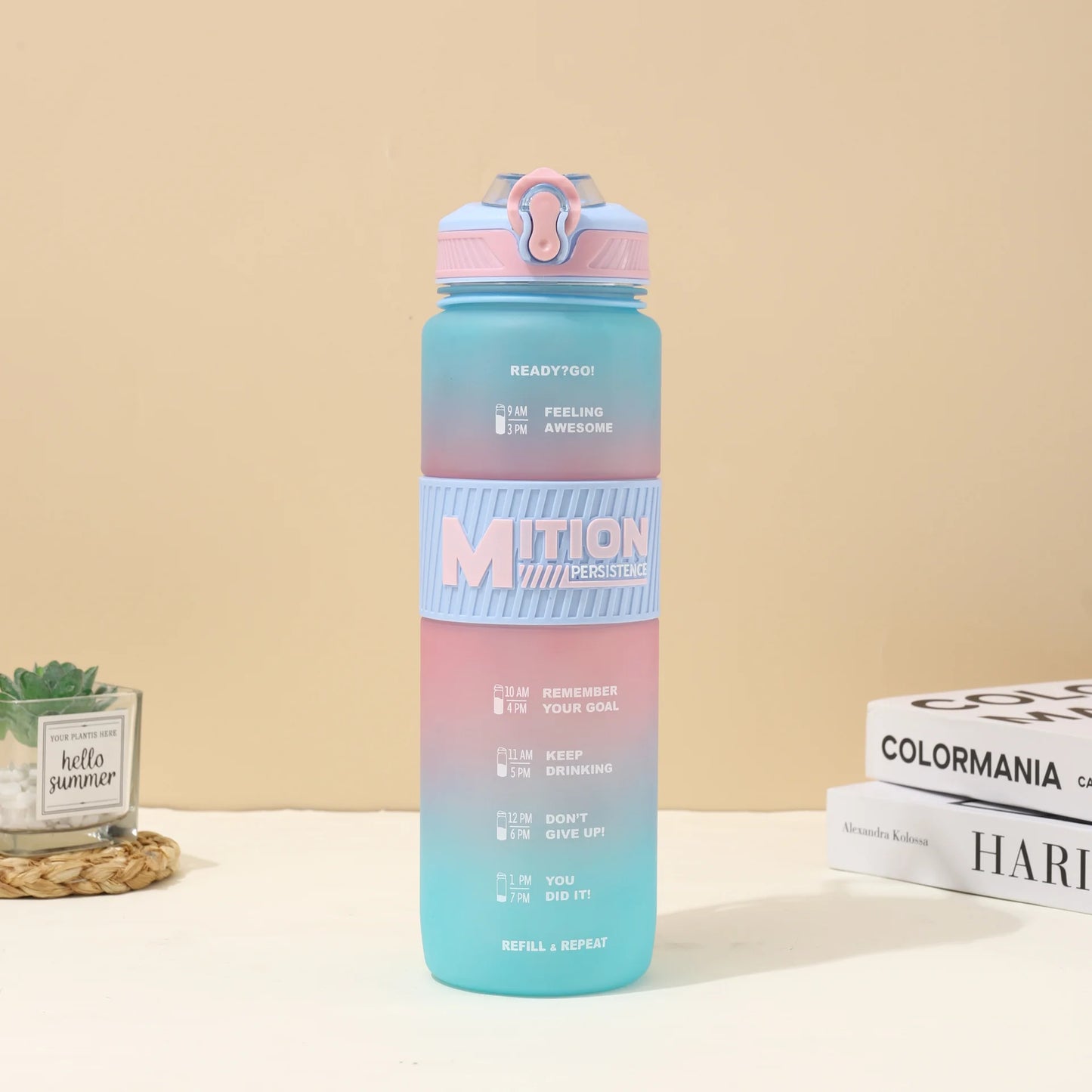 1 Pc Large Capacity Water Bottle - Multiple Styles, Straw Water Bottle for Students, Stylish, Portable for Outdoors, H