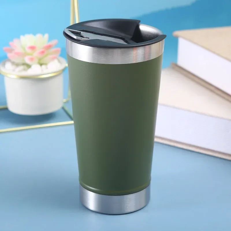 Thermal Cup with Lid and Opener 473ml Copo Térmico Com Tampa Cold Beer Thermos Insulated Water Bottle Keeps Cold