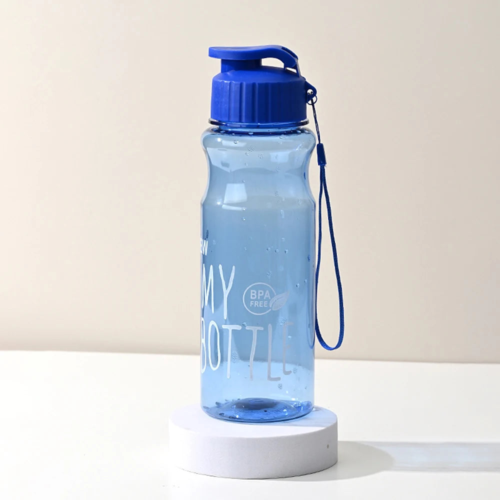 550ml Portable Plastic Water Bottle, Transparent Water Cup, Clamshell With Rope Design, Suitable For Fitness, Office, Outdoor