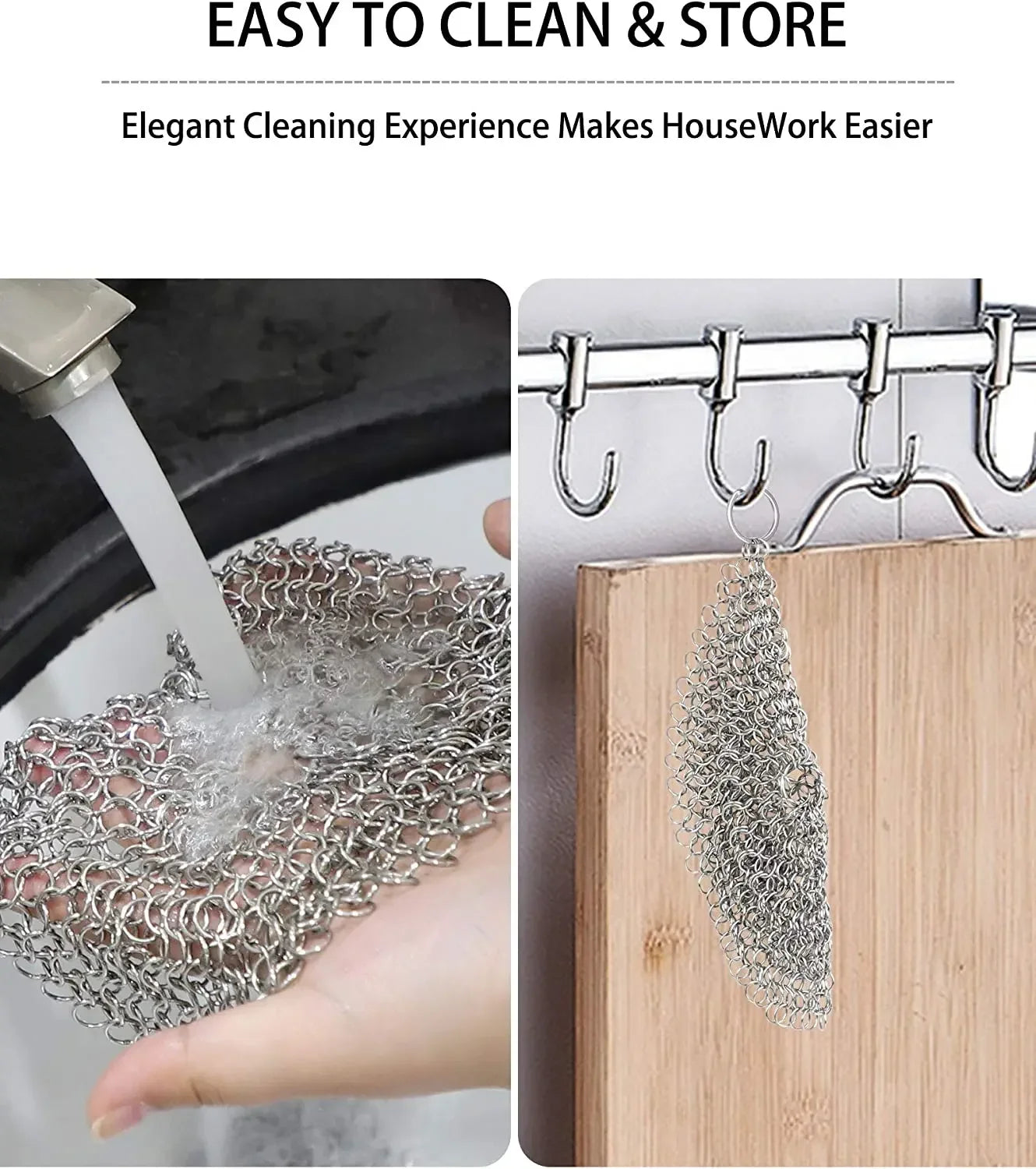 1PC Kitchen Cleaning Ring Stainless Steel Cleaner Chainmail Scrubber Accessories Reusable Washing Net Cleaning Tool for Home