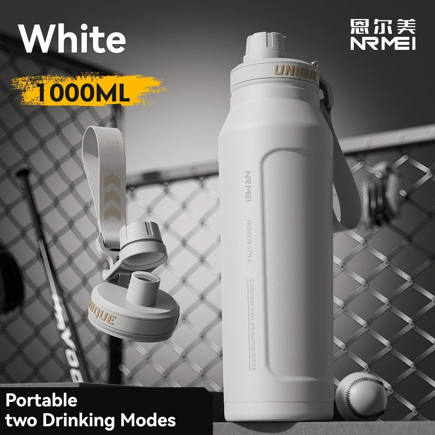 1L Insulated Stainless Steel Bottle Thermos Water Cup Qutdoor Sports with Handle Vacuum Double Wall Flasks