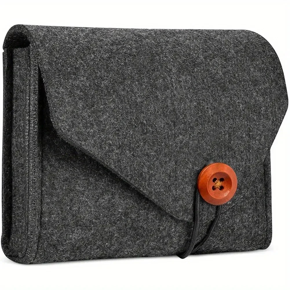 Portable Felt Electronics Accessories Organizer - Power Adapter & USB Cable Storage Case for Travel