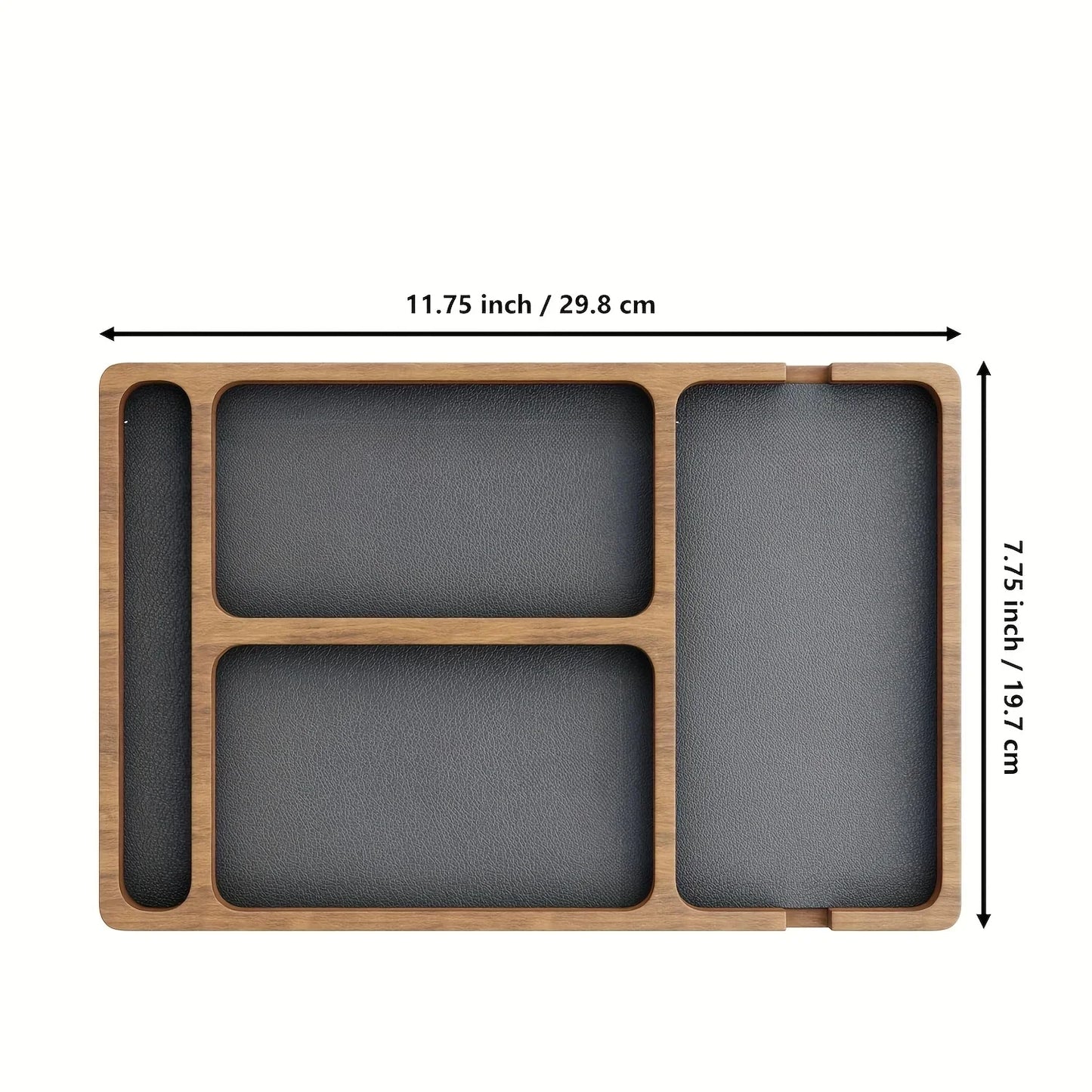 Practical Solid Wood Desk Organizer Tray for Office & Home - Ideal for Phone, Smartwatch, Glasses, Wallet, Pen Storage, Decor