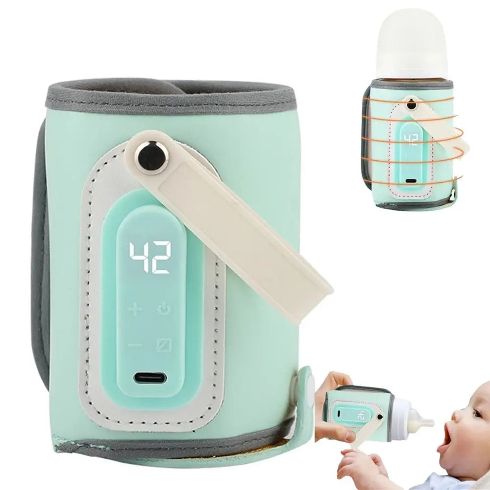 LED Display Portable Baby Bottle Warmer Smart Temperature Control Temperature Adjust Milk Bottle Insulation Sleeve Fast Heating