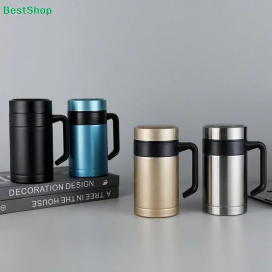♥Insulated Stainless Steel Travel Mug with Handle | Double-Wall Thermal Cup for Office & Home