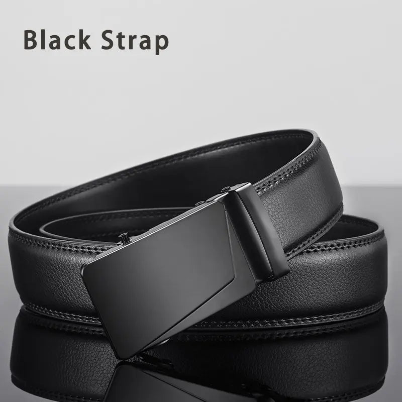 Men Leather Belt Metal Automatic Buckle Brand High Quality Luxury Belts for Men Famous Work Business Black PU Strap