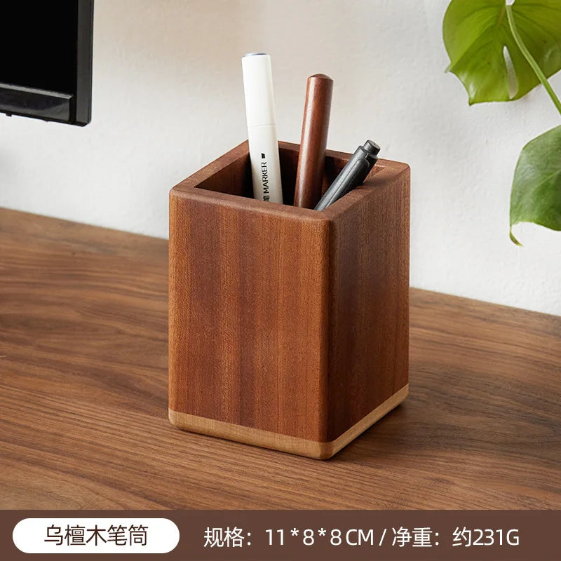 Rosewood Storage Box Desk Clutter Desktop Organizer Wooden Storage Box Multi Compartment Remote Control Stationeries Pen Holder