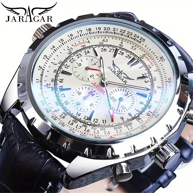 High-End Men's Watch Is a Fashionable and Functional Mechanical Clock, Made of Stainless Steel, with Hollow Design and Large Dial. Its Attractive Appearance Makes Daily Gifts, No Batteries Required, Fashionable Business Casua