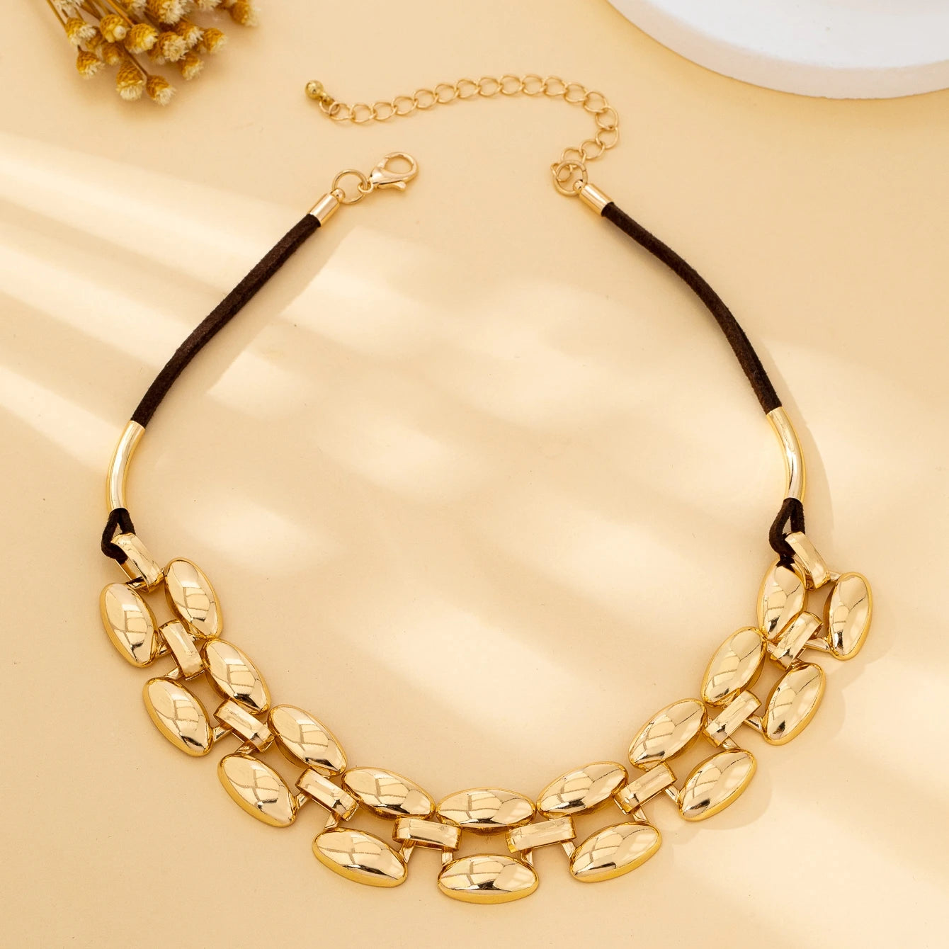 Women's Jewelry Set, Geometric Chain Smooth Bracelet and Necklace Set, Suitable for Daily Wear and Vacation Wear