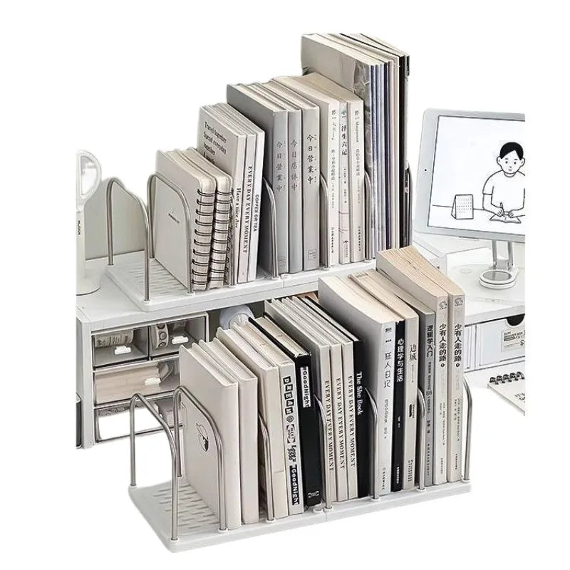 Desktop Bookshelf  Non-Slip Base Modern Minimalist Office Desk Organizer Shelf Study Table Storage Rack