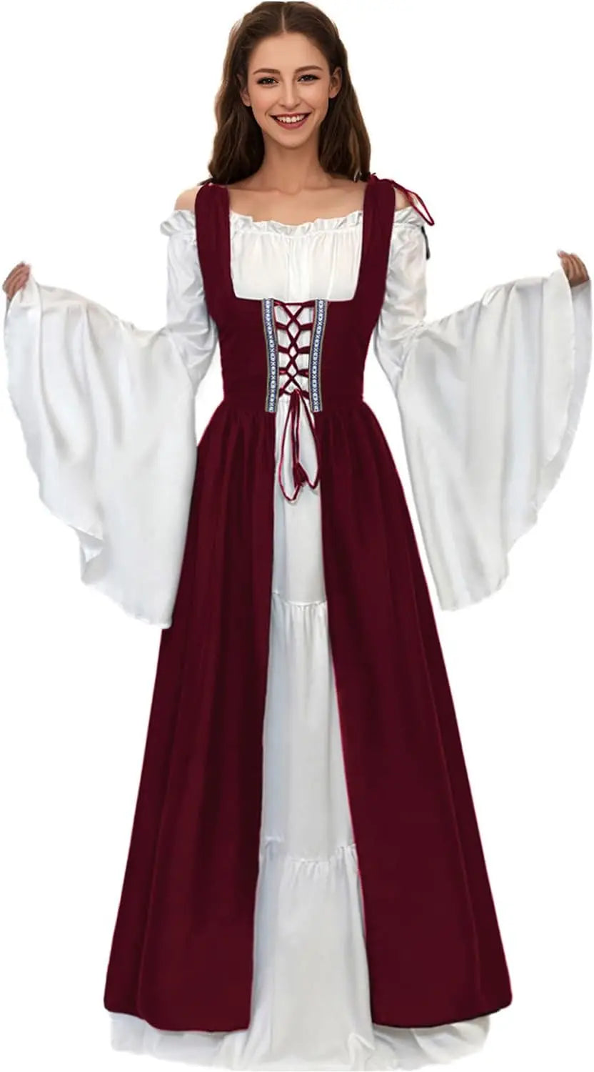 Women Medieval Dress Ren Faire Costume Renaissance Outfit  Dress Halloween Costume for Women