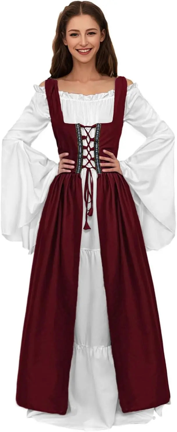 Women Medieval Dress Ren Faire Costume Renaissance Outfit  Dress Halloween Costume for Women