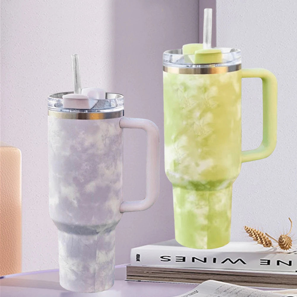 Stainless Steel Thermal Travel Mug 40oz Insulated Water Bottle with Straw Vacuum Insulated Car Mug Thermal Iced Travel Cup