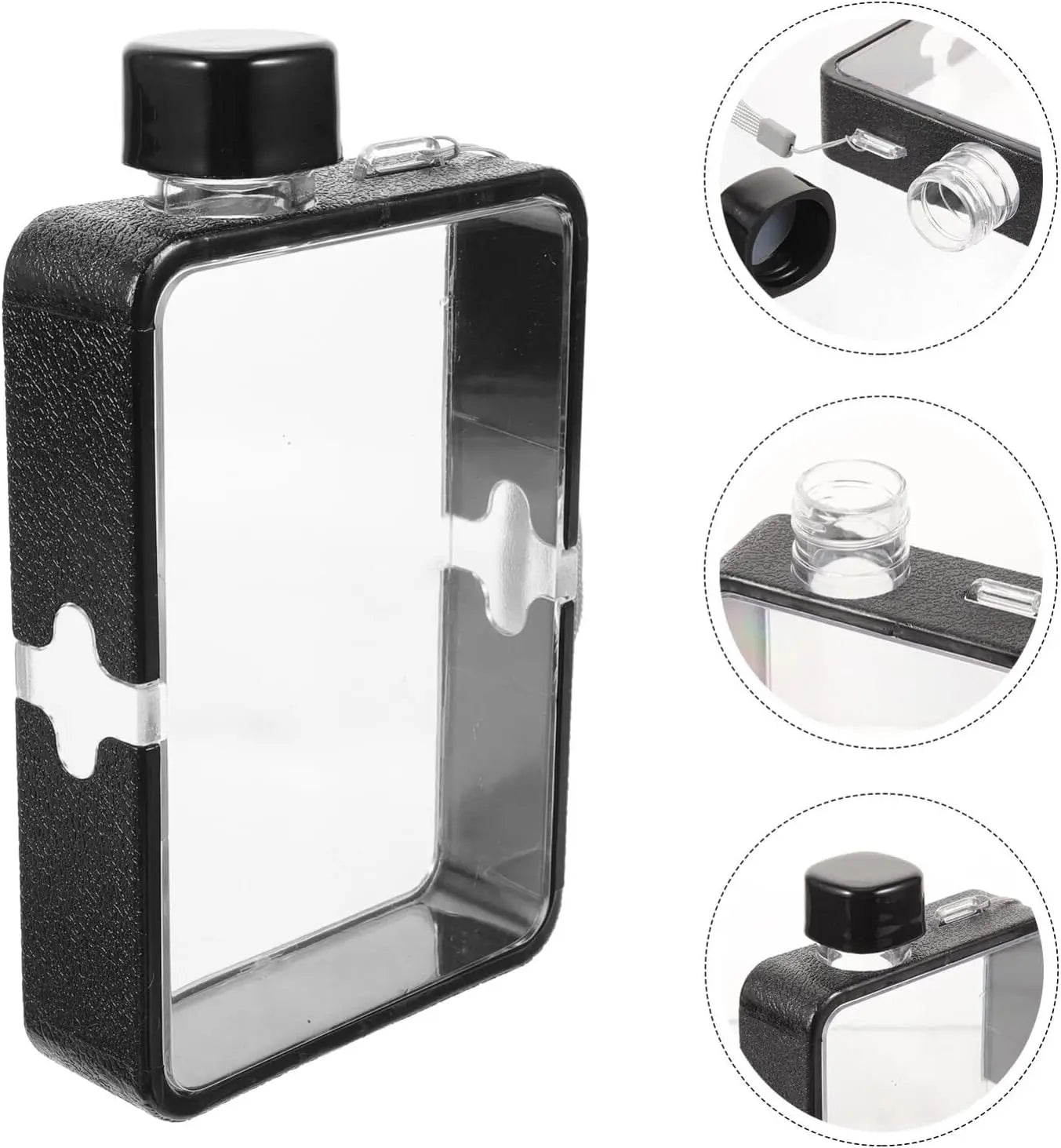 Plastic Flat Bottle for Water Portable Fit in Handbag Free BPA Easy Carry Transparent Bottle DIY Flask Easy to Carry Free Ship