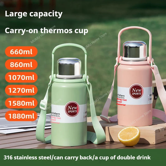 1270ML/1580ML Large Capacity Stainless Steel Thermos Water Bottle Portable Tumbler Vacuum Flasks Keeps Cold and Heat Thermal Mug