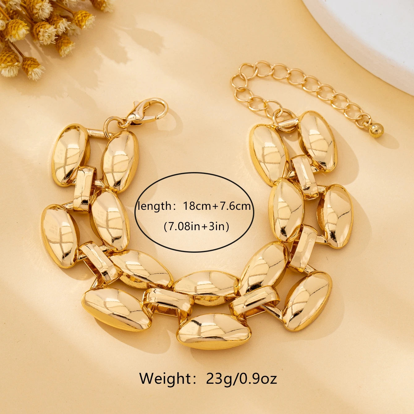 Women's Jewelry Set, Geometric Chain Smooth Bracelet and Necklace Set, Suitable for Daily Wear and Vacation Wear