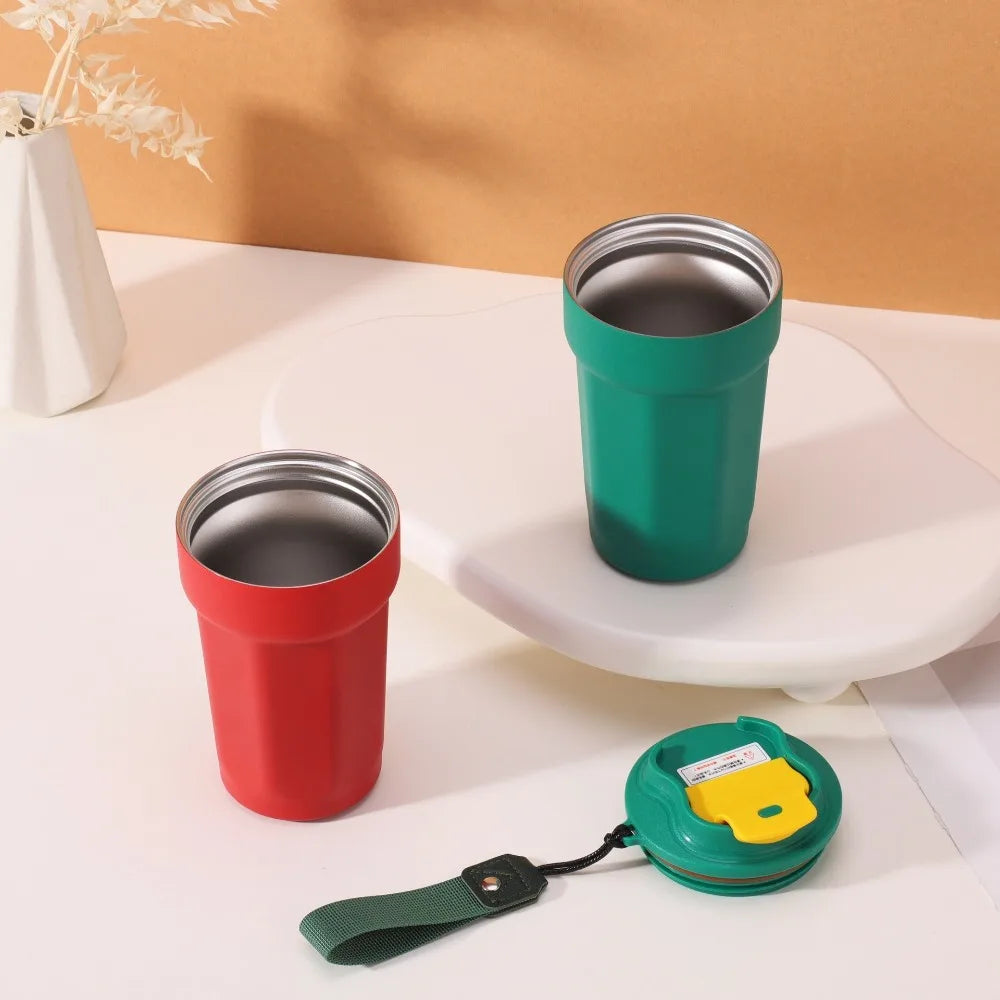 Durable Stainless Steel Eight-Angle Coffee Cup Large Capacity Portable Thermal Cup with Lid Vacuum Insulated Cup Hot Cold Drinks