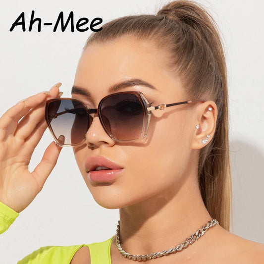 Fashion Large Frame Square Sunglasses Women Trendy Style Sun Glasses For Lady Shades Gradient Oculos UV400 Streetwear Eyewear