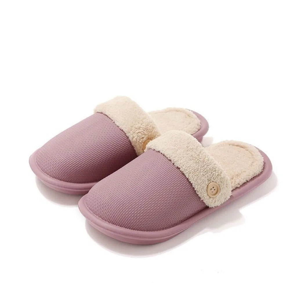 Detachable Winter Plush Slippers Anti Slip Waterproof Warm Slippers Women Fashion Floor Shoes EVA Fur Slippers Autumn Winter