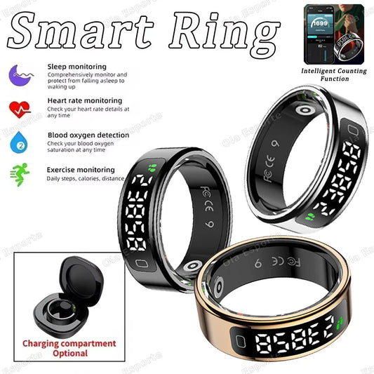 2026 Smart Ring with Display Screen and Touch, likes count, Health Manager, Waterproof Multiple Sport Mode Men Women Smartwatch