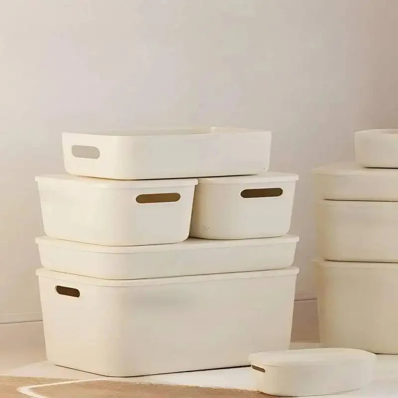 Ins Style Storage Box with Lid Dustproof Cosmetics Clothing Grocery Storage Bedroom Dormitory Storage Box Toy Storage