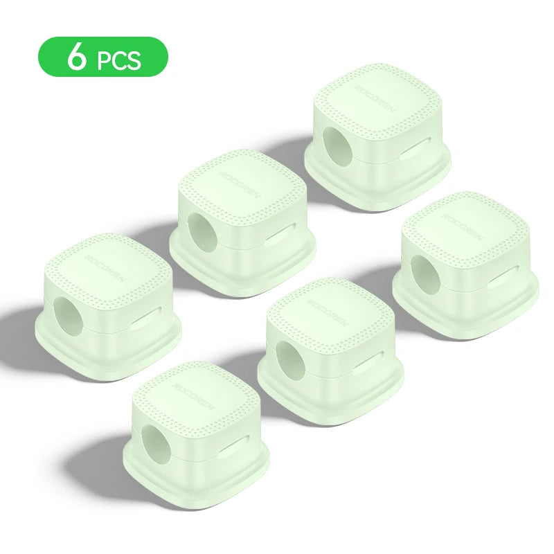 Rocoren Magnetic Cable Organizer Smooth Adjustable Cable Holder Under Desk 6PCS Stable Cable Management Wire Keeper Cable Clips