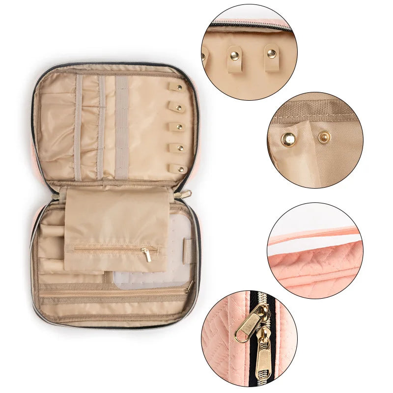 Portable Jewelry Bag Travel Jewelry Storage Organizer Necklace Earrings Rings Bracelet Pouch Travelling Jewelry Packing Case
