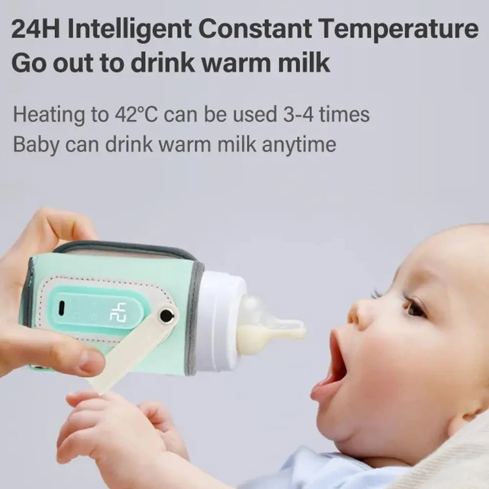 LED Display Portable Baby Bottle Warmer Smart Temperature Control Temperature Adjust Milk Bottle Insulation Sleeve Fast Heating