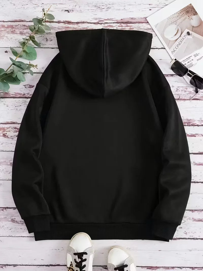 European and American Style Hoodies Women Simple Zip-Up Sweatshirt Sporty Casual Style Minimalist Suitable for Autumn and Winter