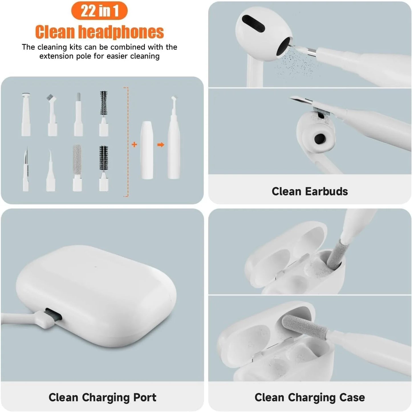 Electronics Cleaning Kit - The Ultimate Gadget for iPhone, AirPods, Android, Keyboards, Soft Brushes, Screen Wipes, Keycap Tool