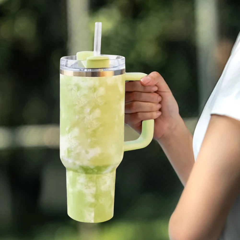 Stainless Steel Thermal Travel Mug 40oz Insulated Water Bottle with Straw Vacuum Insulated Car Mug Thermal Iced Travel Cup