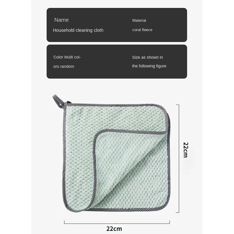 Kitchen Daily Dish Towel Cloth Kitchen Rag Non-Stick Oil Thickened Table Cleaning Cloth Double-Layer Absorbent Microfiber Tools