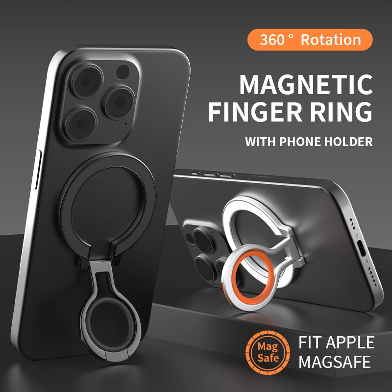 Smart Phone Finger Ring Magnetic Holder for Magsafe Strong Magnet Bracket 360° Rotation Folding Stand for iPhone 17 16 15 Xiaomi