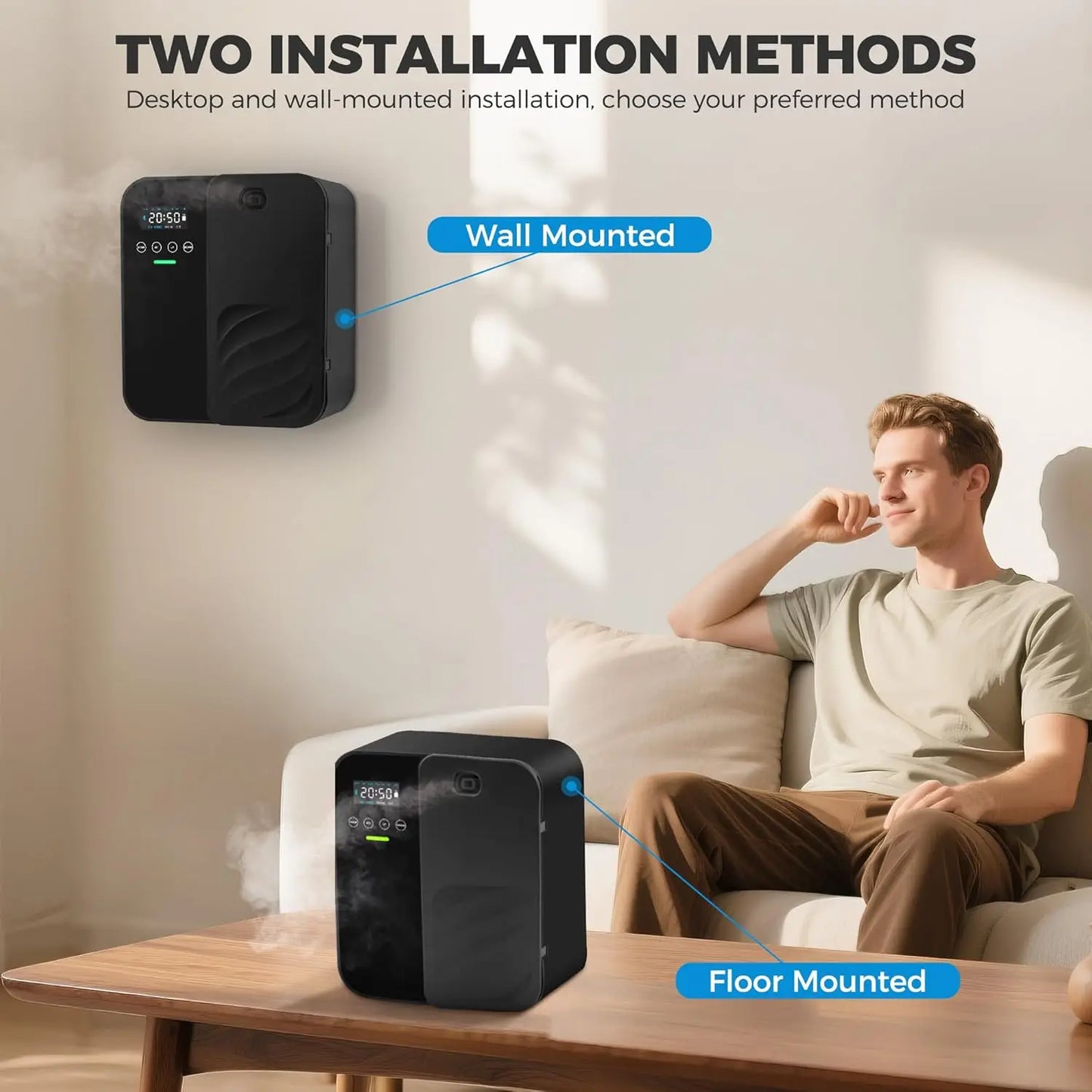 Aroma Diffuser Machine Wall Mounted Waterless Diffuser for Large Room Bluetooth Essential Oil Diffuser Electric Smell for Home