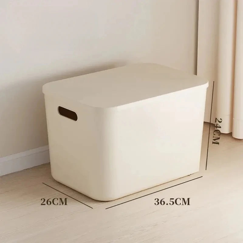 Ins Style Storage Box with Lid Dustproof Cosmetics Clothing Grocery Storage Bedroom Dormitory Storage Box Toy Storage