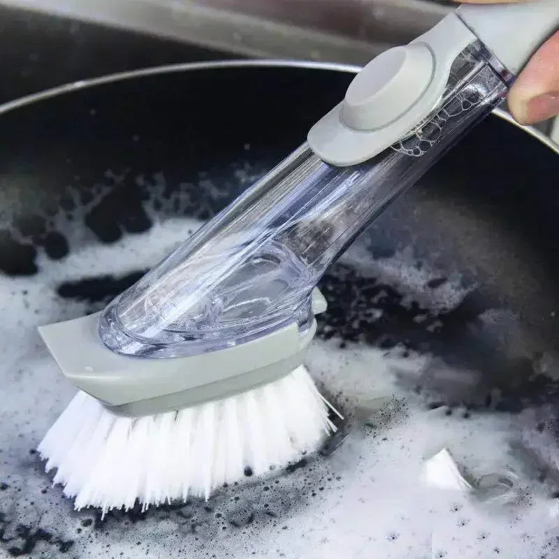 Kitchen Cleaning Brush 2 In 1 Long Handle Cleaing Brush with Removable Brush Sponge Dispenser Dishwashing  Kitchen Tools