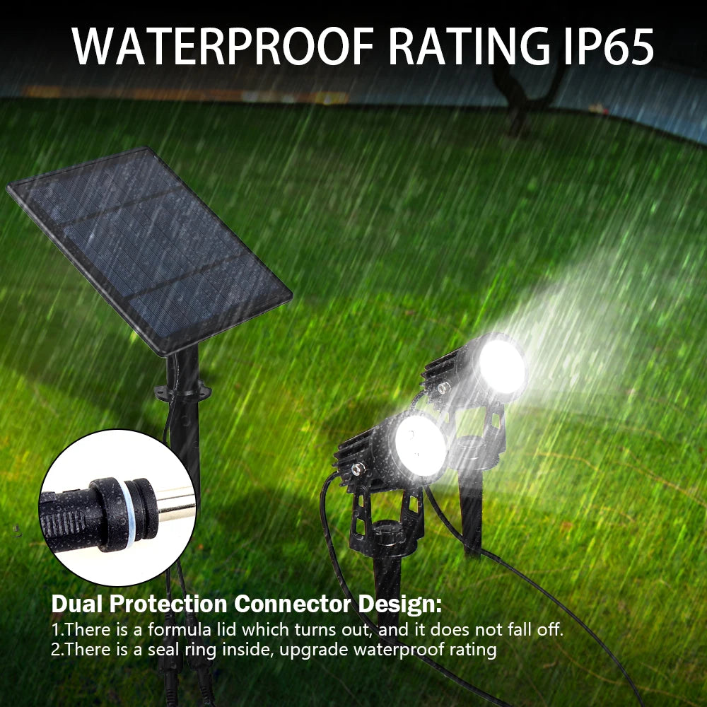 Solar Powered Outdoor Courtyard Lights, Outdoor LED Landscape Courtyard RGB Adjustable Color Ground Mounted Lawn Spotlights