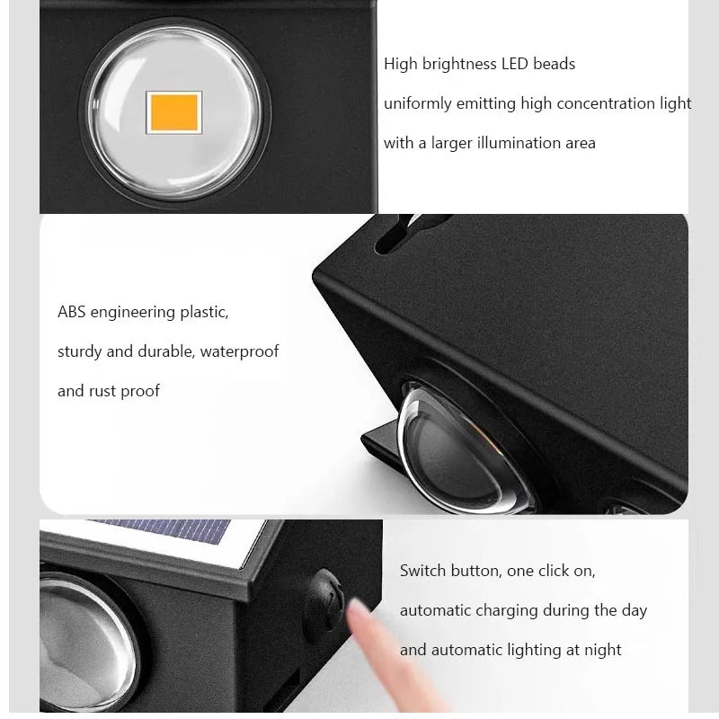 4/6/8LEDs Solar Wall Lamp Yard Street Decor Light Outdoor Waterproof Up and Down Luminous Lighting Garden Landscape Lamp