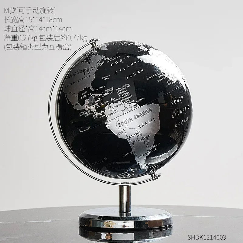 Globe Model for Decoration, Modern Office Desk Decor with Bookcase Study Bar  Living Room  Desktop Layout Display