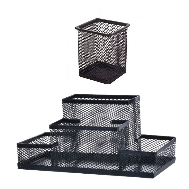 Desk Storage Tame Office Supplies Clutter Fast Black Mesh Desk Organizer Kawaii Pen Holder Stationery Organizer Office Supplies