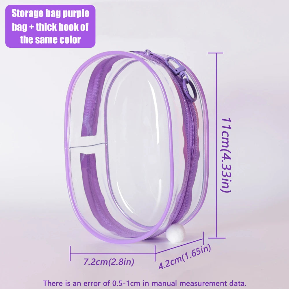 Portable Mini Transparent Charging Cable Storage Bag with Zipper Multifunctional Headphone Case Travel Accessories with Keychain