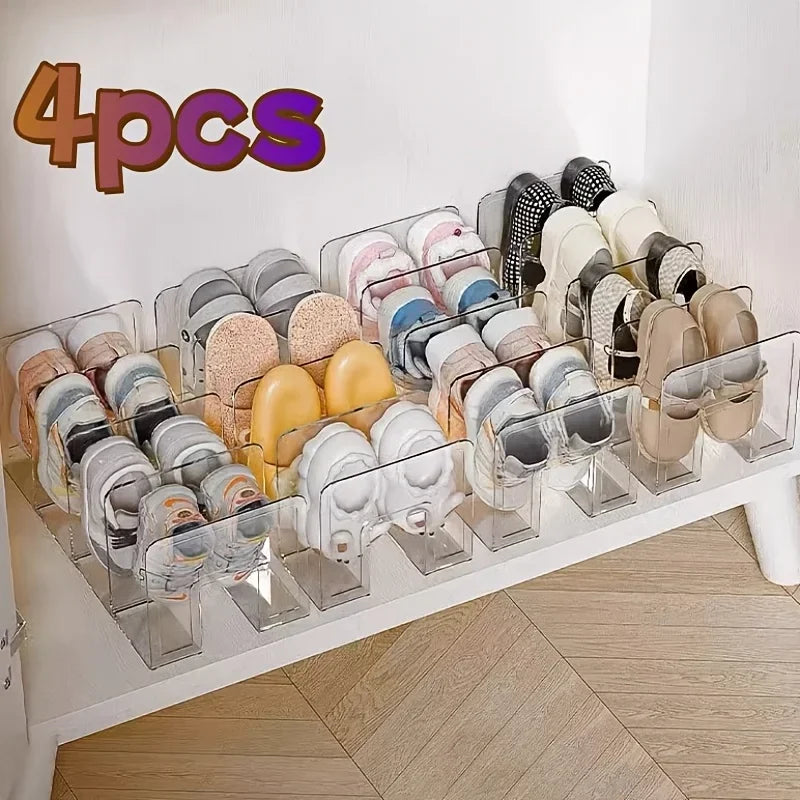 4 Grids Shoe Storage Device Shelf Saves Space Children's Shoes Storage Box Shoe Box Student Dormitory Shoe Cabinet Shoe Rack