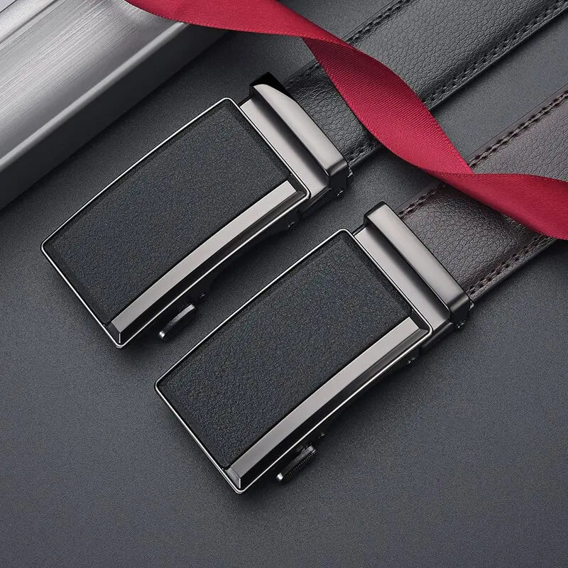 Leather Men's Belts Fashion Brand Luxury Casual Belt Man Black Automatic Buckle Belt for Men Business 110-140cm