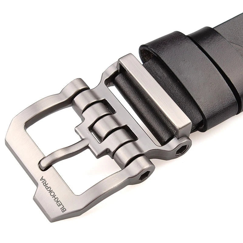 Man Belts Genuine Leather Men's High Quality Waist Straps Belts with Alloy Pin Buckle Famous Luxury Brand Design Belt for Jeans